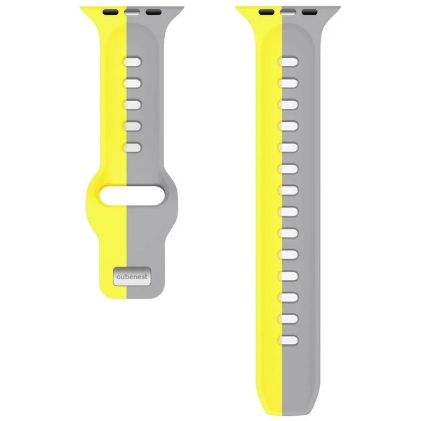 CubeNest Premium Silicon Band řemínek Apple Watch 42-49 mm šedý/žlutý - Řemínky - Obrázek T4UD000O01
