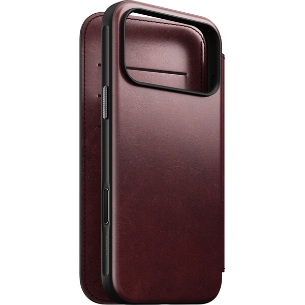 Nomad Modern Leather Folio (Horween) MagSafe kožené pouzdro iPhone 17 Pro Max Burgundy