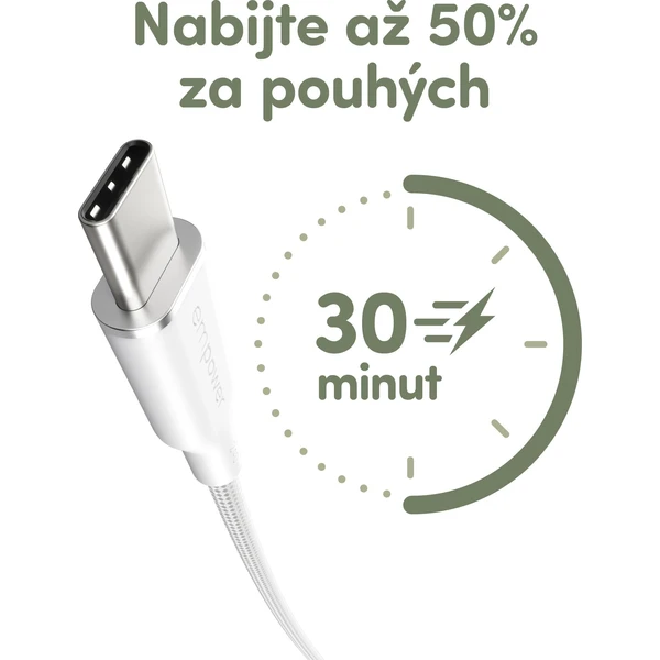 PanzerGlass USB-C/USB-C napájecí kabel 240W 1,2m bílý - Kabely a redukce - Obrázek T83J000K01