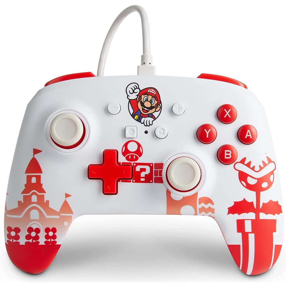 PowerA Enhanced drátový herní ovladač - Mario Red/White (Switch)