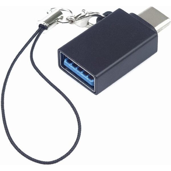 PremiumCord Adaptér USB-C male - USB3.0 A female, OTG, černý s očkem na zavěšení Černá