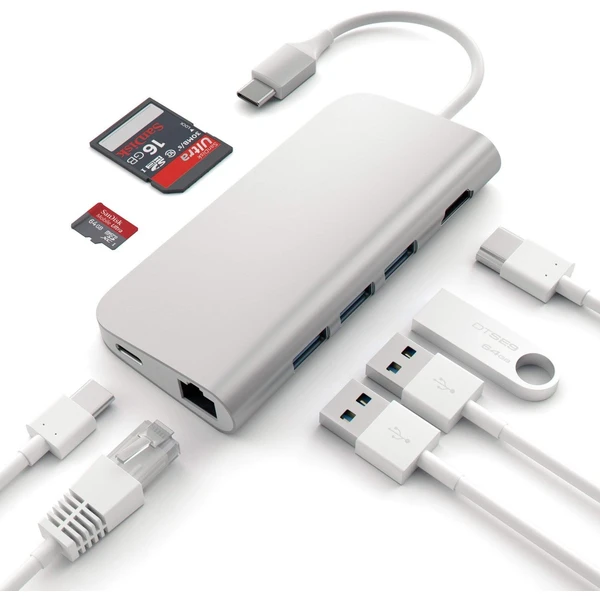 Satechi Multi-Port hub stříbrný - USB huby - Obrázek T8ME100301