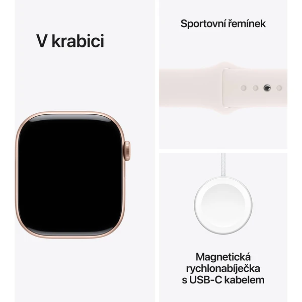 Apple Watch Series 10 Cellular 42mm Růžově zlatý hliník se světle ruměným sportovním řemínkem S/M (Další) - Chytré hodinky - Obrázek T9Q7000K01