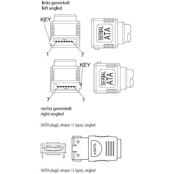 PremiumCord kabel SATA 1.5/3.0 GBit/s s kovovou západkou 0,75m - Kabely a redukce - Obrázek T9TU000501
