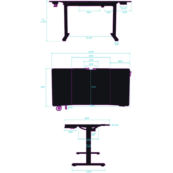 Ultradesk LEVEL V2 herní stůl s nastavitelnou výškou zelený - Stoly - Obrázek T9U6000P01