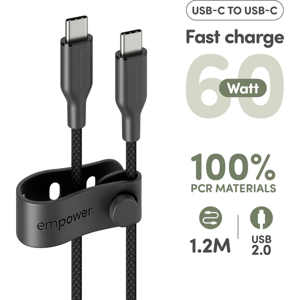 PanzerGlass USB-C/USB-C napájecí kabel 60W 1,2m černý - Kabely a redukce - Obrázek TA3J000K01
