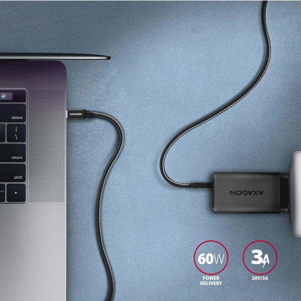 AXAGON USB-C/USB-C napájecí kabel 60W 2m černý - Kabely a redukce - Obrázek TED0700301