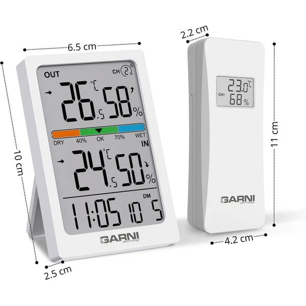 GARNI 155TH bezdrátový digitální teploměr s vlhkoměrem bílý - Meteostanice - Obrázek TEJG000K01