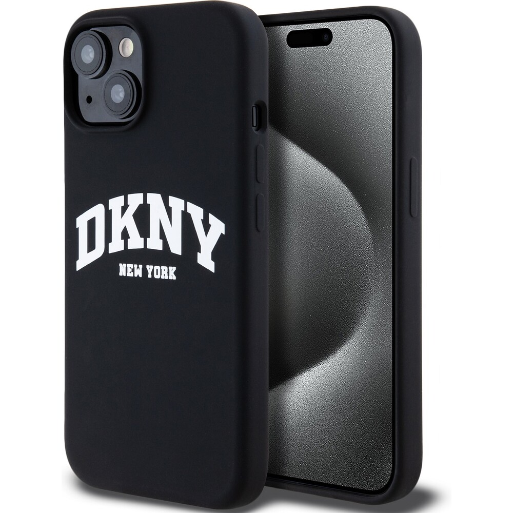 DKNY Liquid Silicone Arch Logo MagSafe kryt iPhone 15 černý