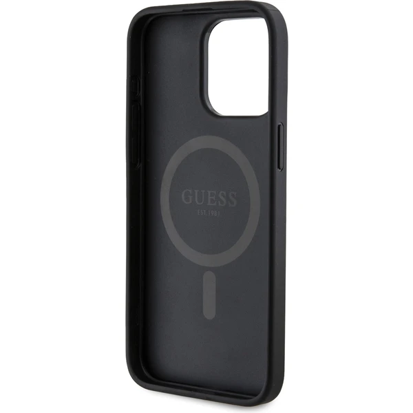 Guess PU Leather 4G Colored Ring MagSafe kryt iPhone 15 Pro Max černý - Pouzdra - Obrázek TF72000N01