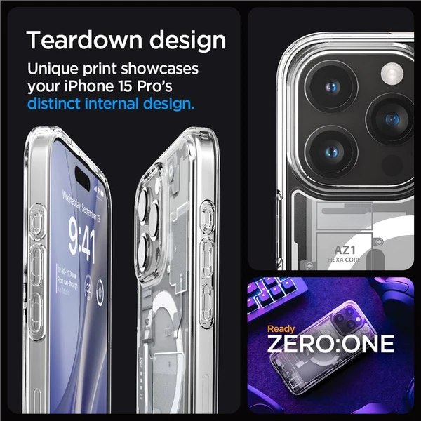 Spigen Ultra Hybrid MagFit kryt iPhone 15 Pro zero one bílý - Pouzdra - Obrázek TGHA000601