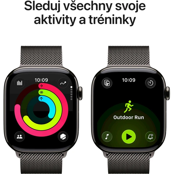 Apple Watch Series 11 Cellular (42mm) Břidlicově šedý titan s břidlicově šedým milánským tahem - Chytré hodinky - Obrázek TGQH000K01