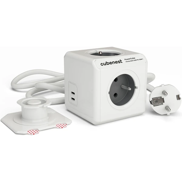 CubeNest PowerCube Extended USB PD 35W, 2xC, 1.5m, šedá - Zásuvky - Obrázek TH90000L01