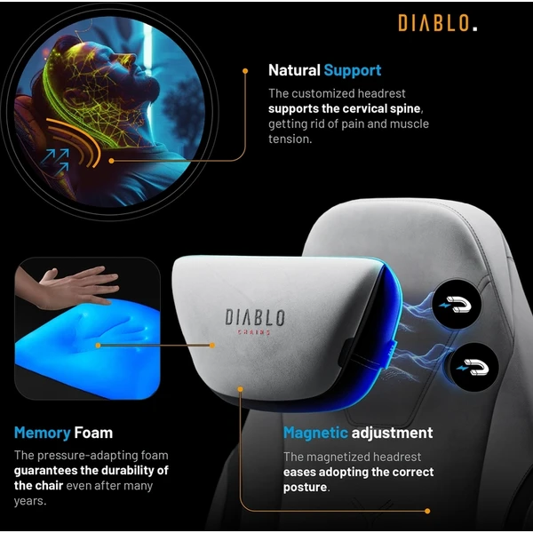 Diablo X.Eye Prime Normal Size herní židle stříbrno-šedá - Židle - Obrázek THCG000K01