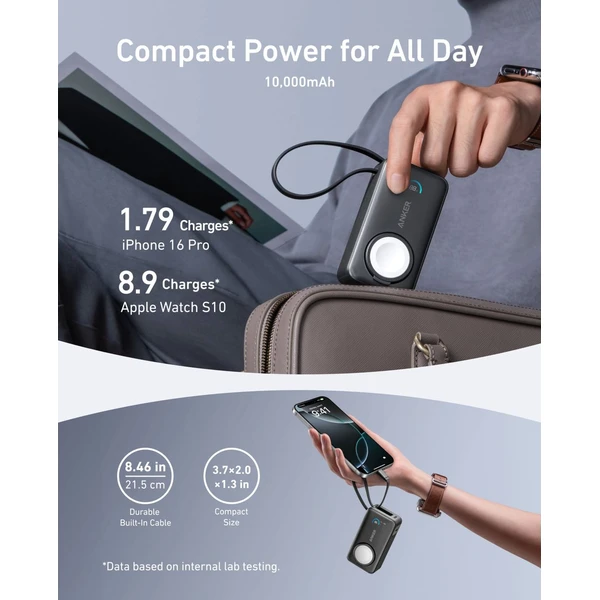 Anker MagGo powerbanka pro Apple Watch (10000mAh) 35W s kabelem USB-C černá - Powerbanky - Obrázek TI9R000K01
