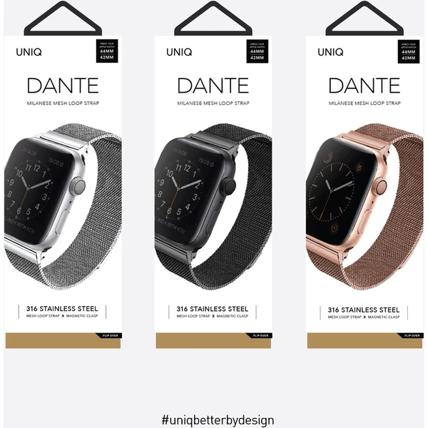 UNIQ Dante ocelový řemínek Apple Watch 41/40/38mm Rose růžově zlatý - Řemínky - Obrázek TIZ4000301