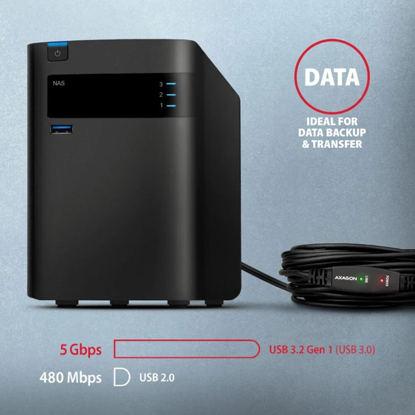 AXAGON ADR-305 USB-A/USB-A prodlužovací kabel 5m černý - Kabely a redukce - Obrázek TKS6000701