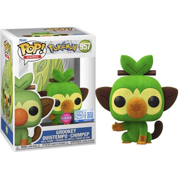 Funko POP! #957 Games: Pokémon - Grookey (Flocked) (Special)