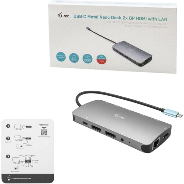 i-tec USB-C Metal Nano 3x Display Docking Station + Power Deli - Dokovací stanice - Obrázek TMPN200401