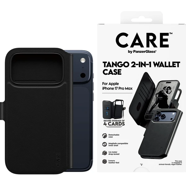 PanzerGlass® CARE Tango 2v1 Wallet pouzdro s MagSafe Apple iPhone 17 Pro Max černé - Pouzdra - Obrázek TOEH000K01