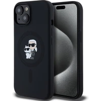Karl Lagerfeld Liquid Silicone Karl and Choupette Magsafe zadní kryt iPhone 14 černý - Pouzdra