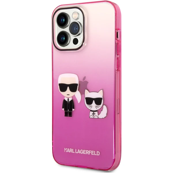 Karl Lagerfeld Gradient Karl and Choupette kryt iPhone 14 Pro Max růžový - Pouzdra - Obrázek TQVI300401