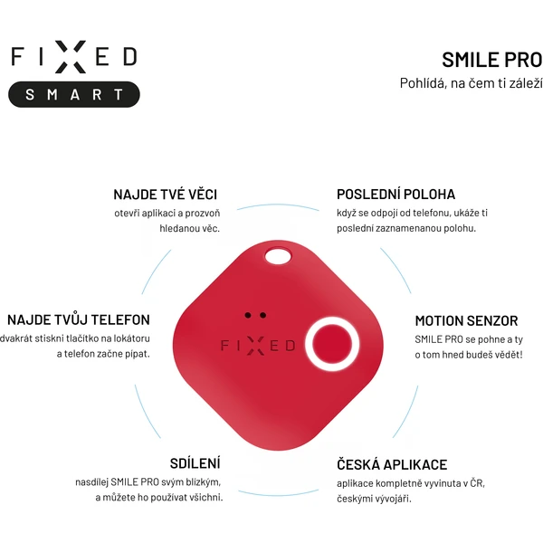 FIXED Smile PRO Smart tracker červený - Lokátory - Obrázek TS95300401