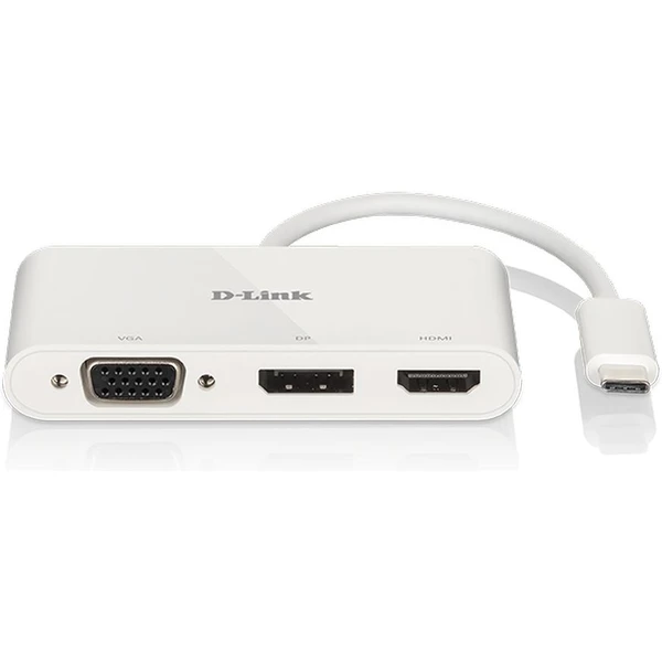 D-Link 3v1 USB-C -> HDMI/VGA/DisplayPort redukce bílá - Kabely a redukce - Obrázek TW0J000K01