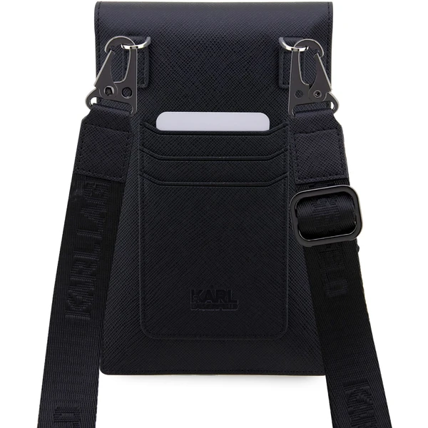 Karl Lagerfeld Saffiano Metal Logo NFT Wallet Bag pouzdro černé - Popruhy a crossbody - Obrázek TWVO100501