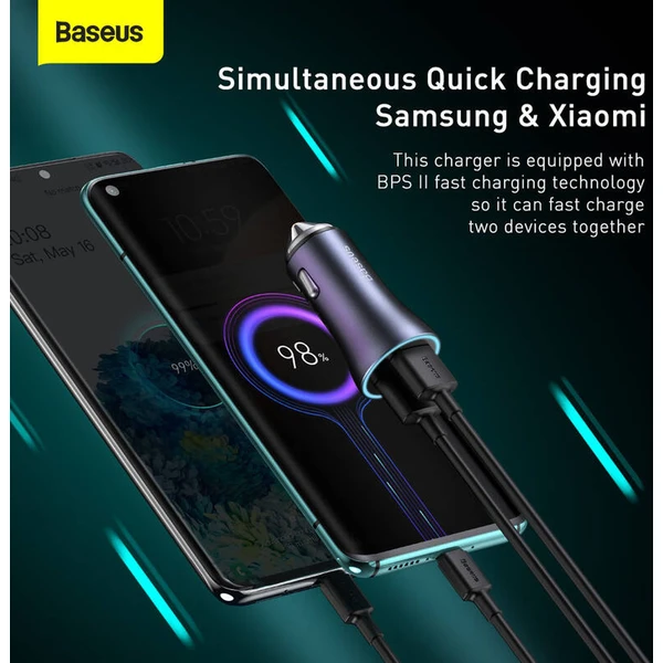 Baseus Golden Contactor Pro 40W USB-C nabíječka do auta šedá - Nabíječky - Obrázek TXTL000K01