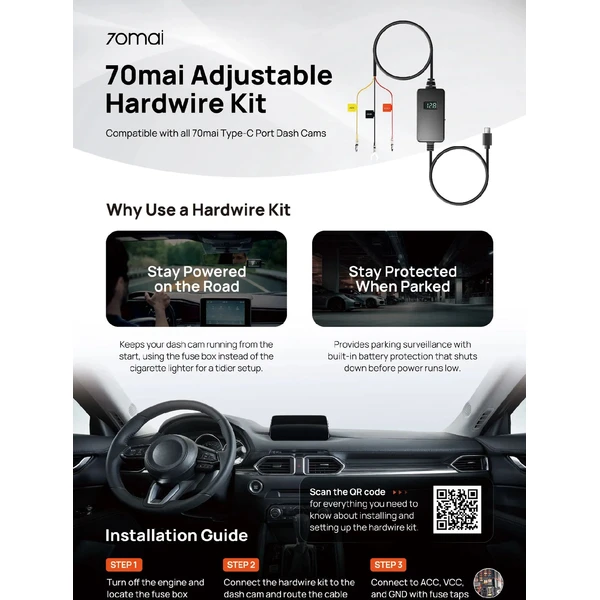 70mai Hardware Kit napájecí adaptér USB-C (UP06) - Nabíječky - Obrázek TY2M000K01