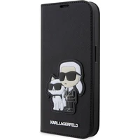 Karl Lagerfeld PU Saffiano Karl and Choupette NFT flipové pouzdro pro iPhone 13 Pro černé - Pouzdra