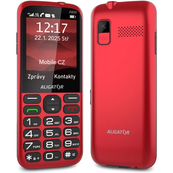 Aligator A930 GPS 4G Senior mobilní telefon s aplikací Záchranka (s nabíjecím stojánkem) červený - Mobilní telefony - Obrázek U02C000P01