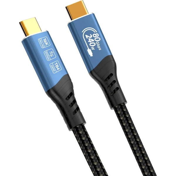 PremiumCord USB4 2.0 80Gbps 16K@60Hz 240W Thunderbolt 4 kabel 0,8m - Kabely a redukce - Obrázek U0HR000K01