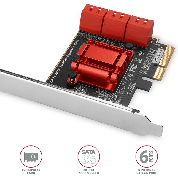 AXAGON PCES-SA6 PCIe řadič 6x interní SATA 6G port - Řadiče - Obrázek U0J0000P01