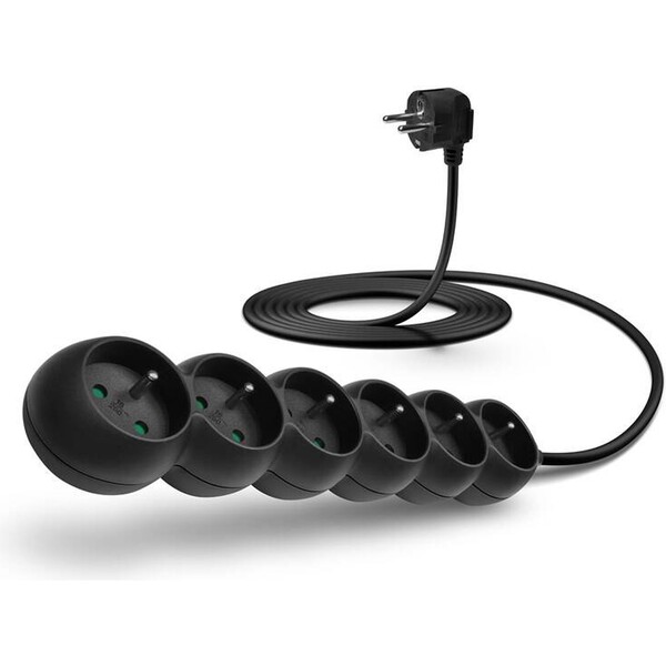 CONNECT IT prodlužovací kabel 230 V, 6 zásuvek, 3 m, bez vypínače (černý) CES-1321-BK Černá