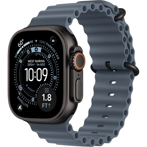 Apple Watch 49/46/45/44mm ocelově modré prodloužení Oceánského řemínku černý titan - Řemínky - Obrázek U11I000K01
