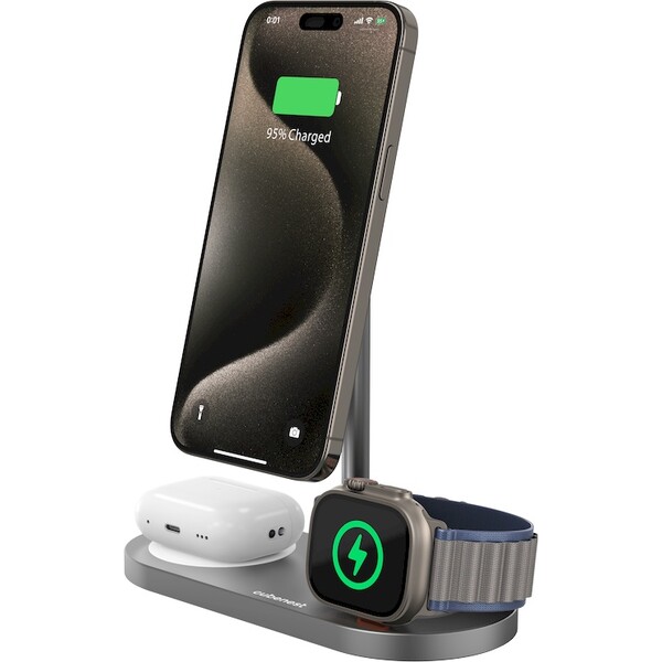 CubeNest S313 Pro 3v1 magnetická bezdrátová nabíječka šedá