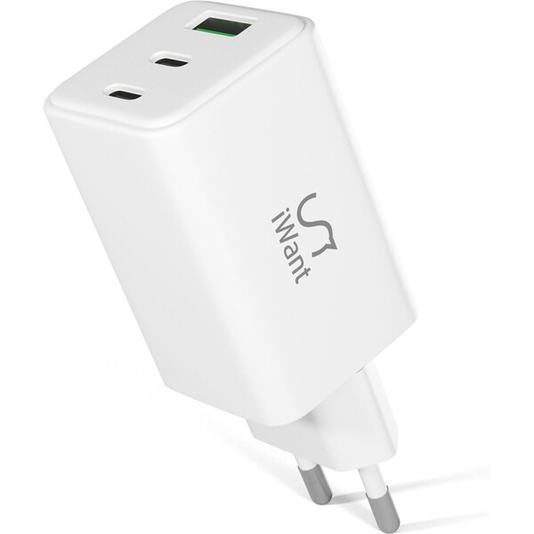 iWant 65W GaN nabíjecí adaptér bílý Bílá