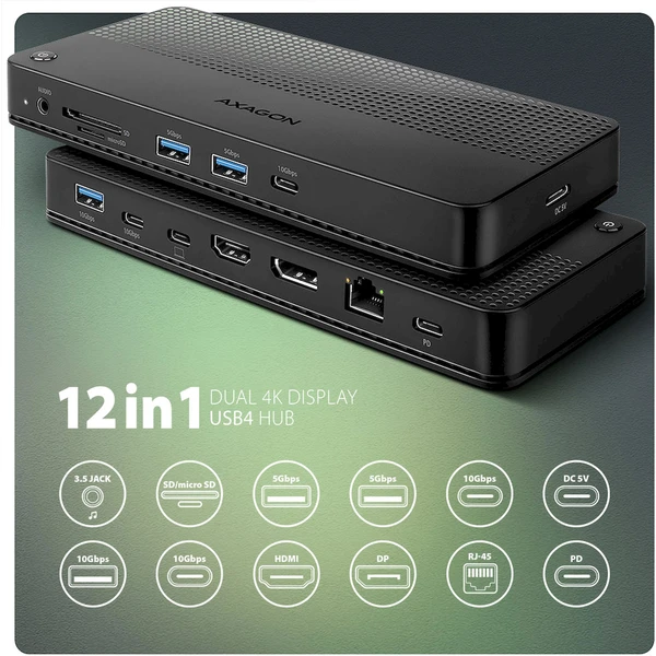 AXAGON HMC-U4 12v1 USB-C hub - Dokovací stanice - Obrázek U25D000N01