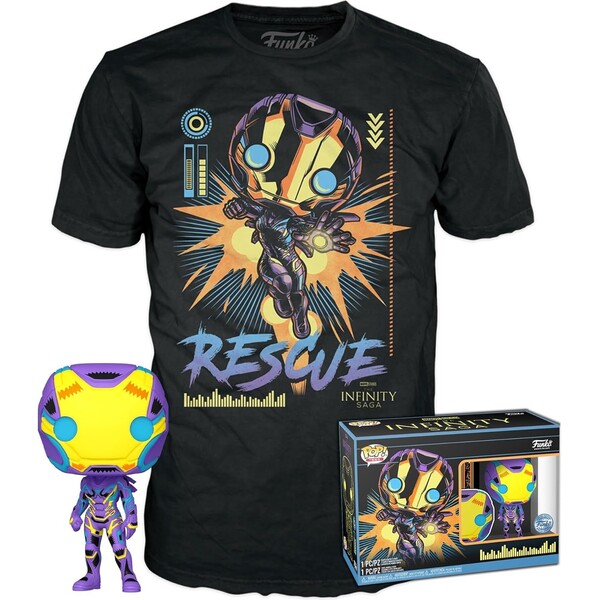 Funko POP! & Tee: Marvel Blacklight - Rescue Černá