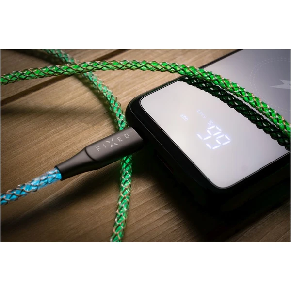 FIXED USB-C/USB-C svítící napájecí kabel 60W 1,2m duhový - Kabely a redukce - Obrázek U273000701