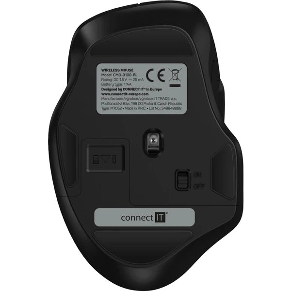 CONNECT IT Dual SmartSwitch bezdrátová myš, USB-A + C (+1x AA baterie zdarma) modrá - Myši - Obrázek U2N0000P01