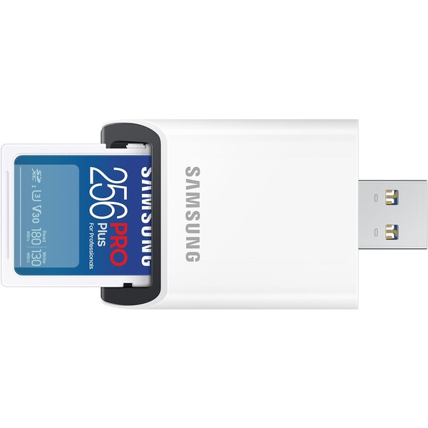 Samsung SDXC 256GB PRO PLUS + USB adaptér MB-SD256SB/WW Modrá