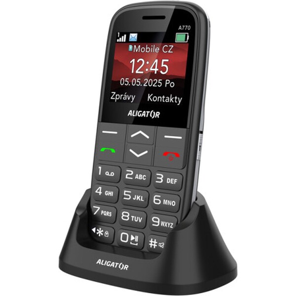 ALIGATOR A770 Senior + stolní nabíječka černý Černá