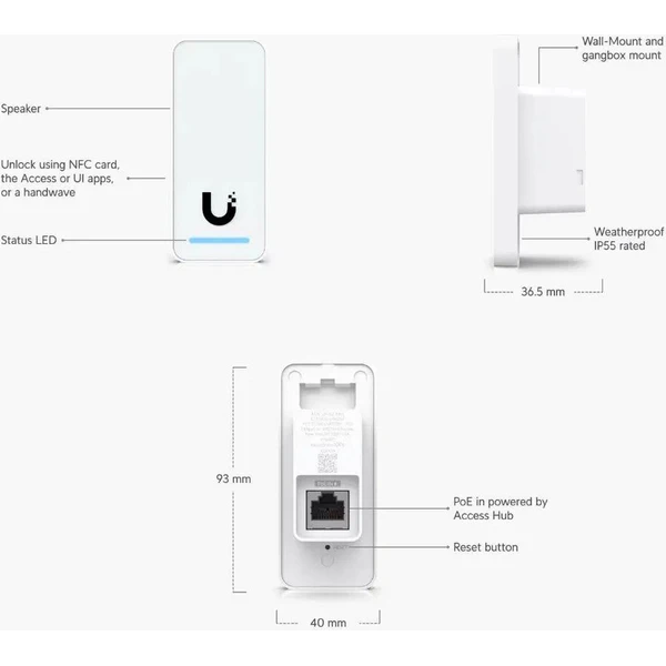 Ubiquiti UniFi G2 přístupová čtečka karet bílá - Chytré zámky - Obrázek U5J9000O01