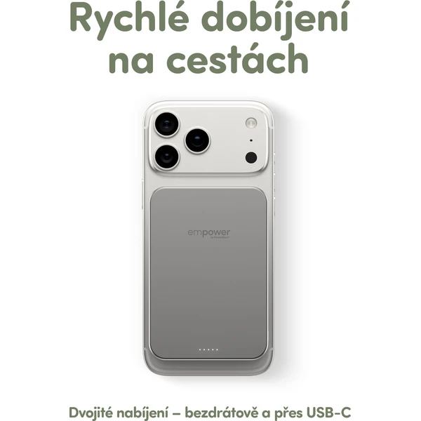 PanzerGlass® empower bezdrátová Qi2 powerbanka 10000 mAh, MagSafe, šedá - Powerbanky - Obrázek U73J000K01