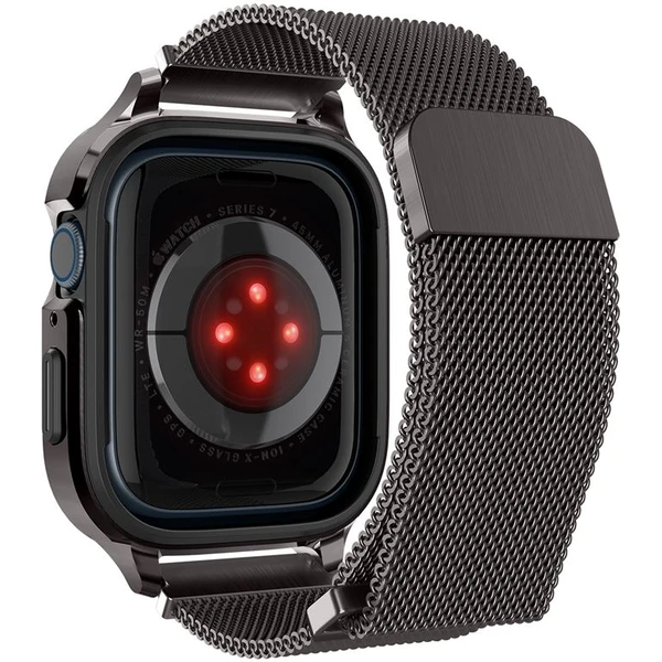 Spigen Metal Fit Pro řemínek s pouzdrem Apple Watch 9/8/7 (45mm) grafitový - Řemínky - Obrázek U7D5000L01