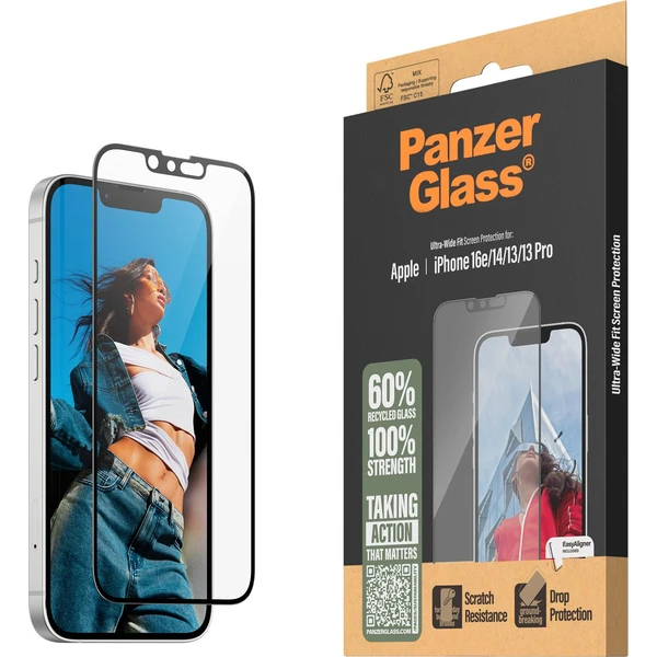 PanzerGlass® Ultra-Wide Fit sklo Apple iPhone 17e/16e/14/13/13 Pro s instalačním rámečkem - Ochranné folie a skla - Obrázek U8GD000J01