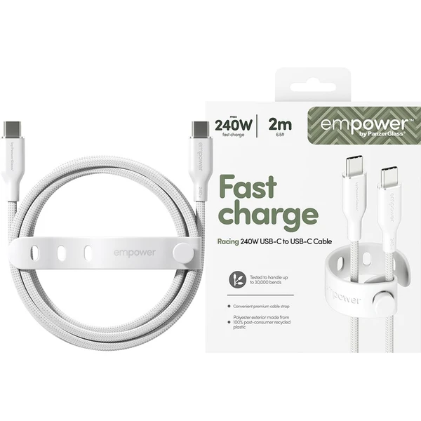 PanzerGlass USB-C/USB-C napájecí kabel 240W 2m bílý - Kabely a redukce - Obrázek U93J000K01